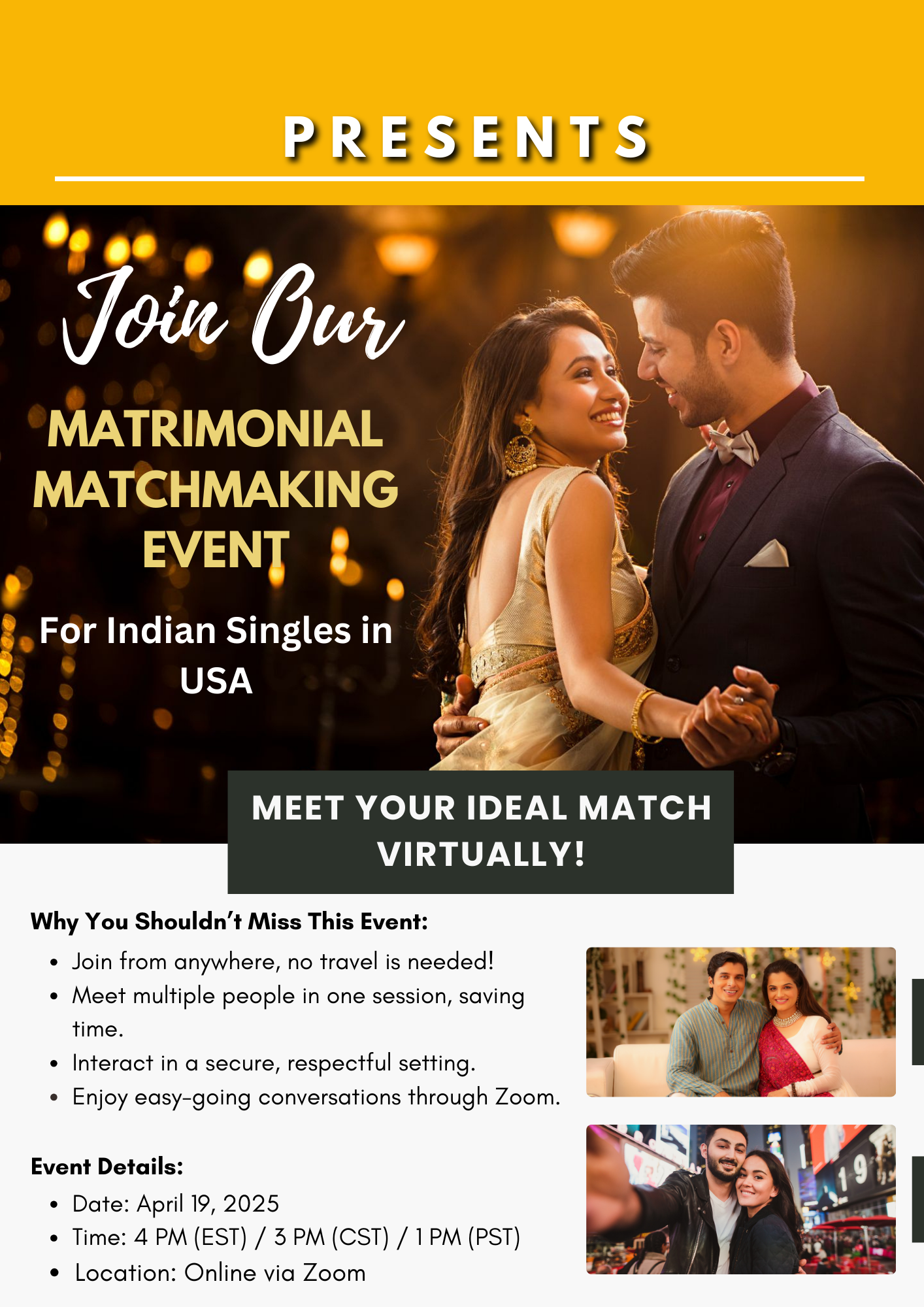 Image This event is open to all unmarried singles in India,